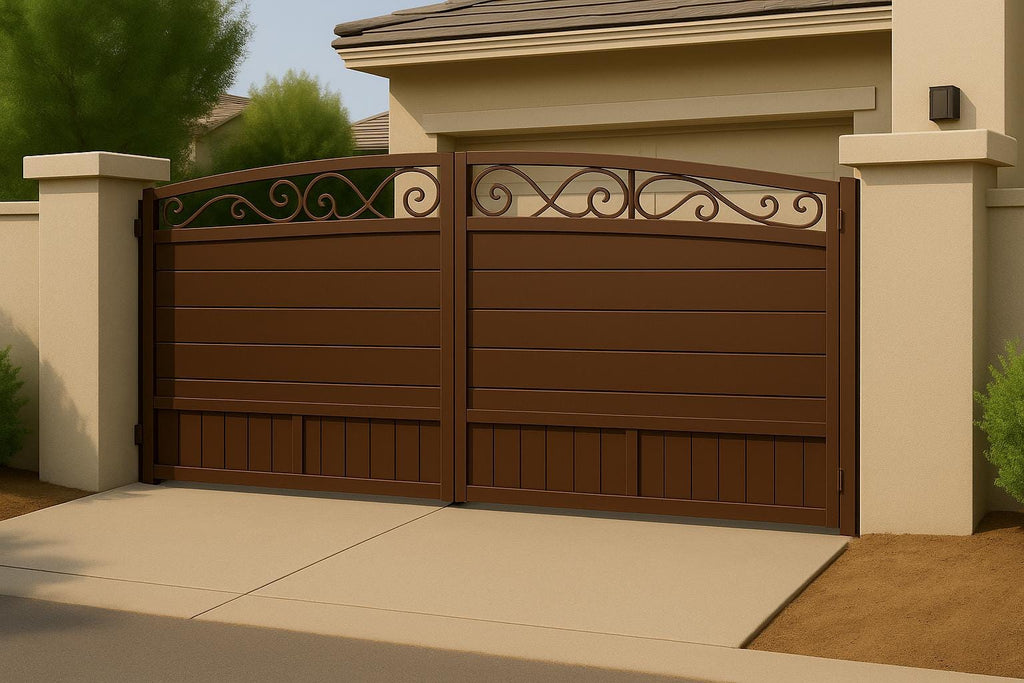 Modern Arched Bifold Driveway Gate | Custom Steel Entrance