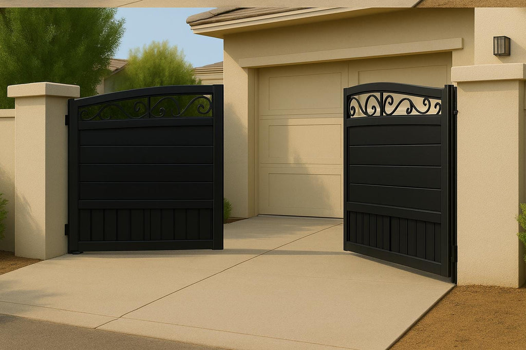 Modern Arched Bifold Driveway Gate | Custom Steel Entrance
