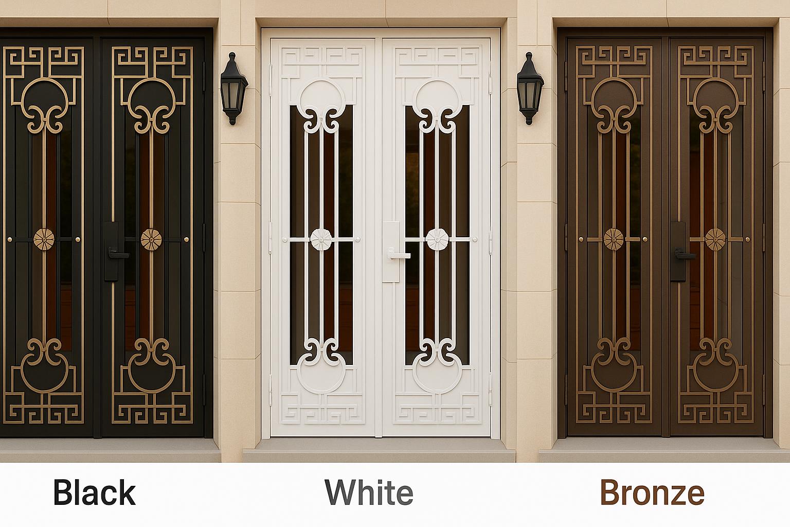 Luxury Wrought Iron Security Door: Greek Key Design, Powder Coat Finish