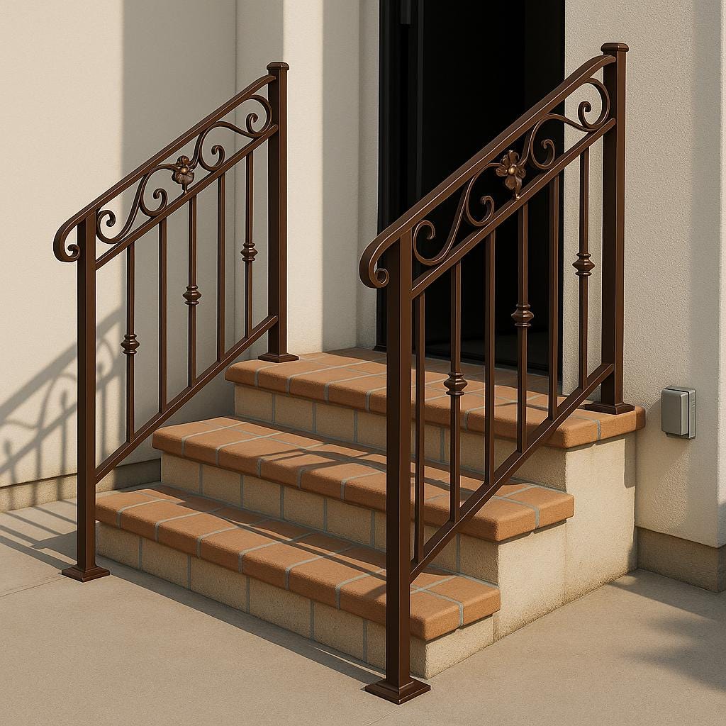 Wrought Iron Stair Railing: Decorative Steel Handrail with Scrolls