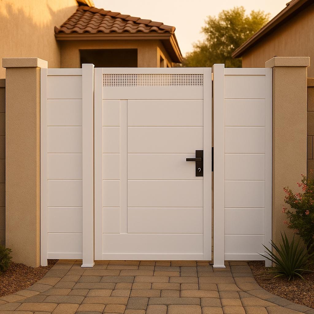 Modern Steel Privacy Gate | Perforated Metal Yard Entry