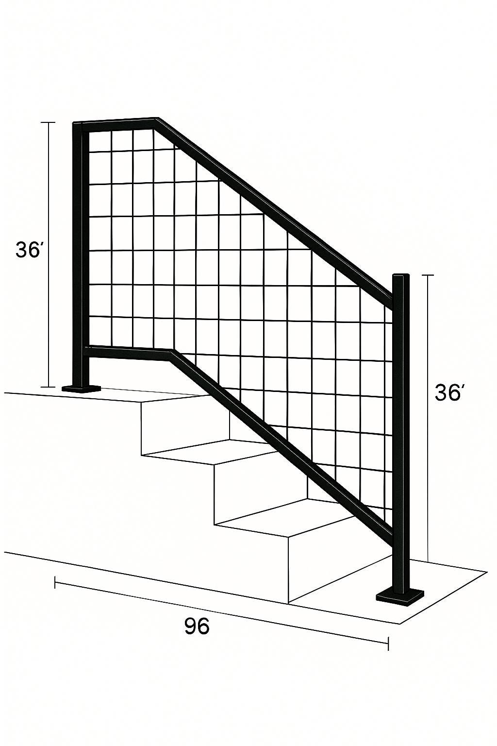 Modern Steel Stair Railing: Welded Wire Indoor Outdoor Handrail