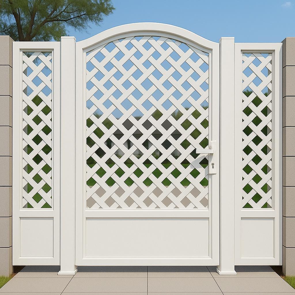 Arched Woven Steel Privacy Gate | Modern Iron Entry Door