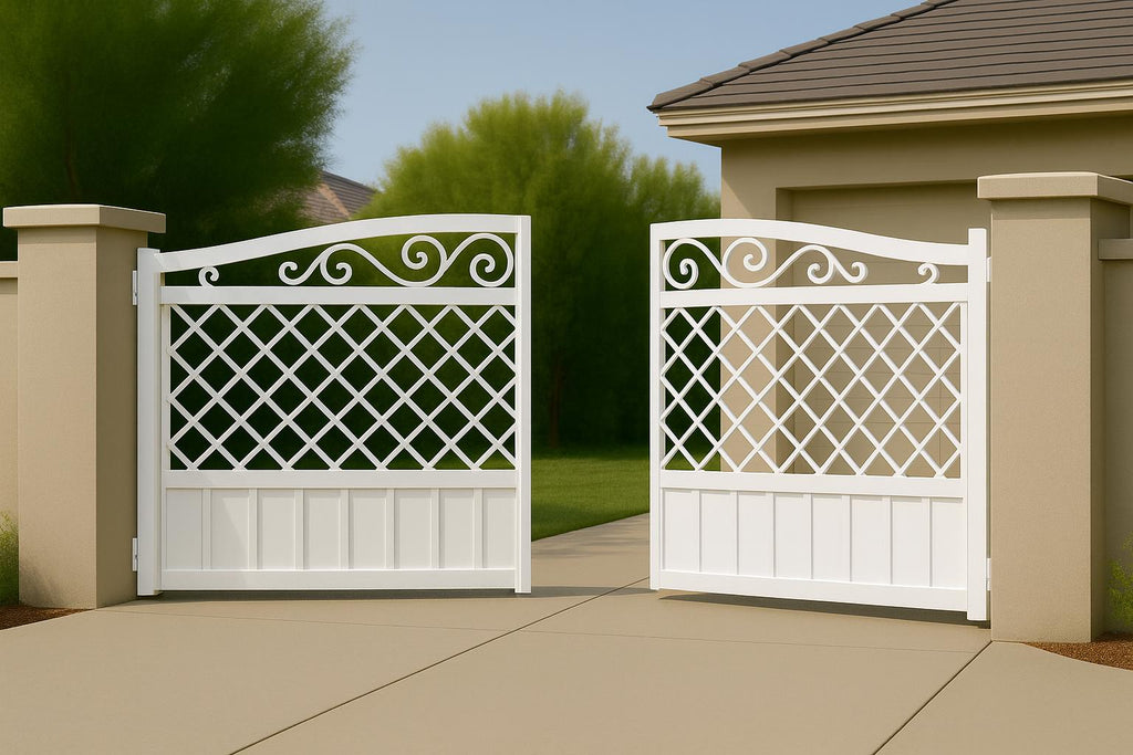 Scroll Driveway Gate | Lattice Double Swing Steel Entrance