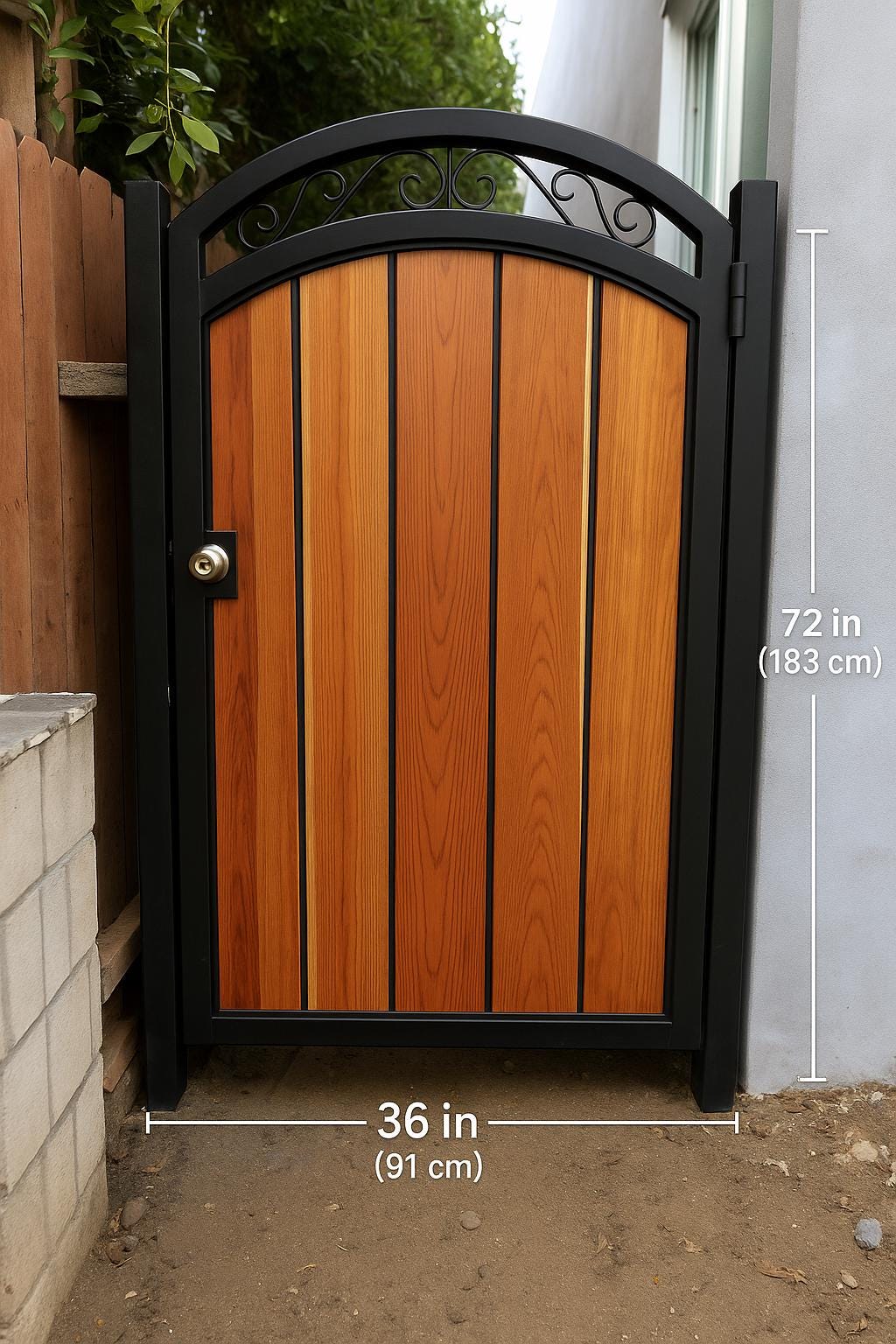 Ray Custom Wooden Exterior Door with Steel Frame – Modern Entry Gate, Powder Coated Metal Handmade Wood Door, Contemporary Front Door