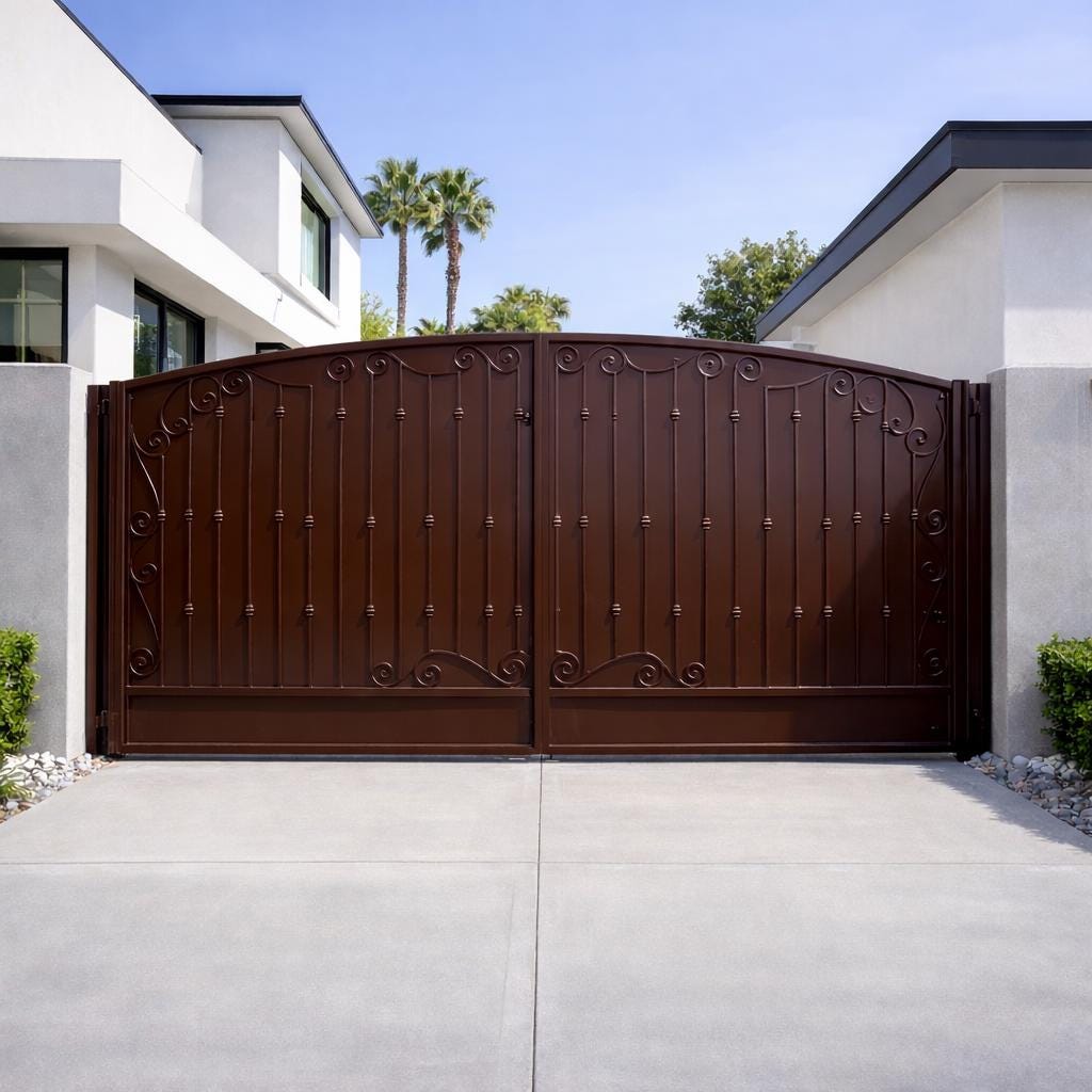 Crestara Estate Driveway Gate | Wrought Iron Double Security Gate