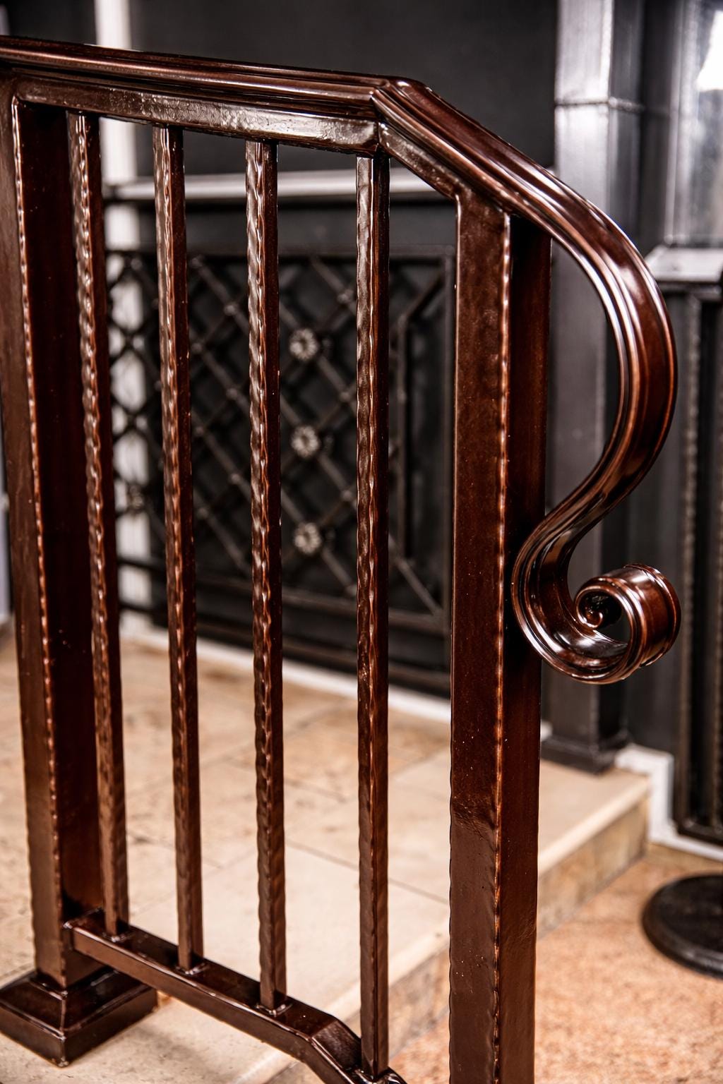 Custom Wrought Iron Stair Handrail – Modern Steel Step Railing, Indoor/Outdoor, Made to Measure
