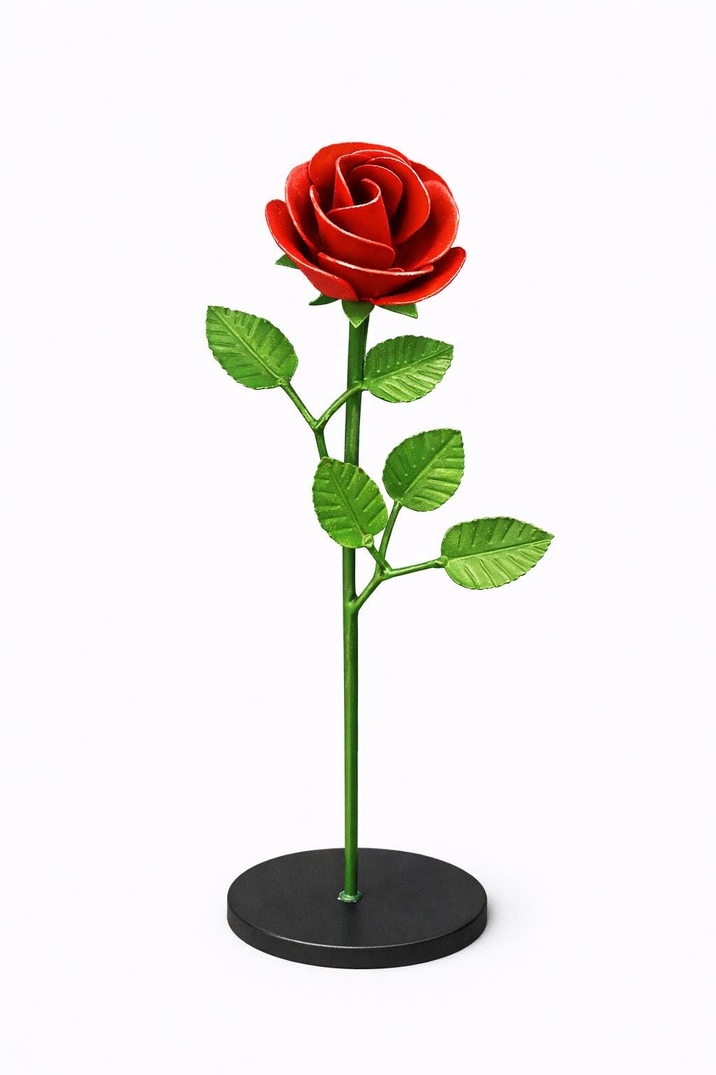 Steel Rose Sculpture – Handmade Metal Flower Decor, Romantic Eternal Rose Gift