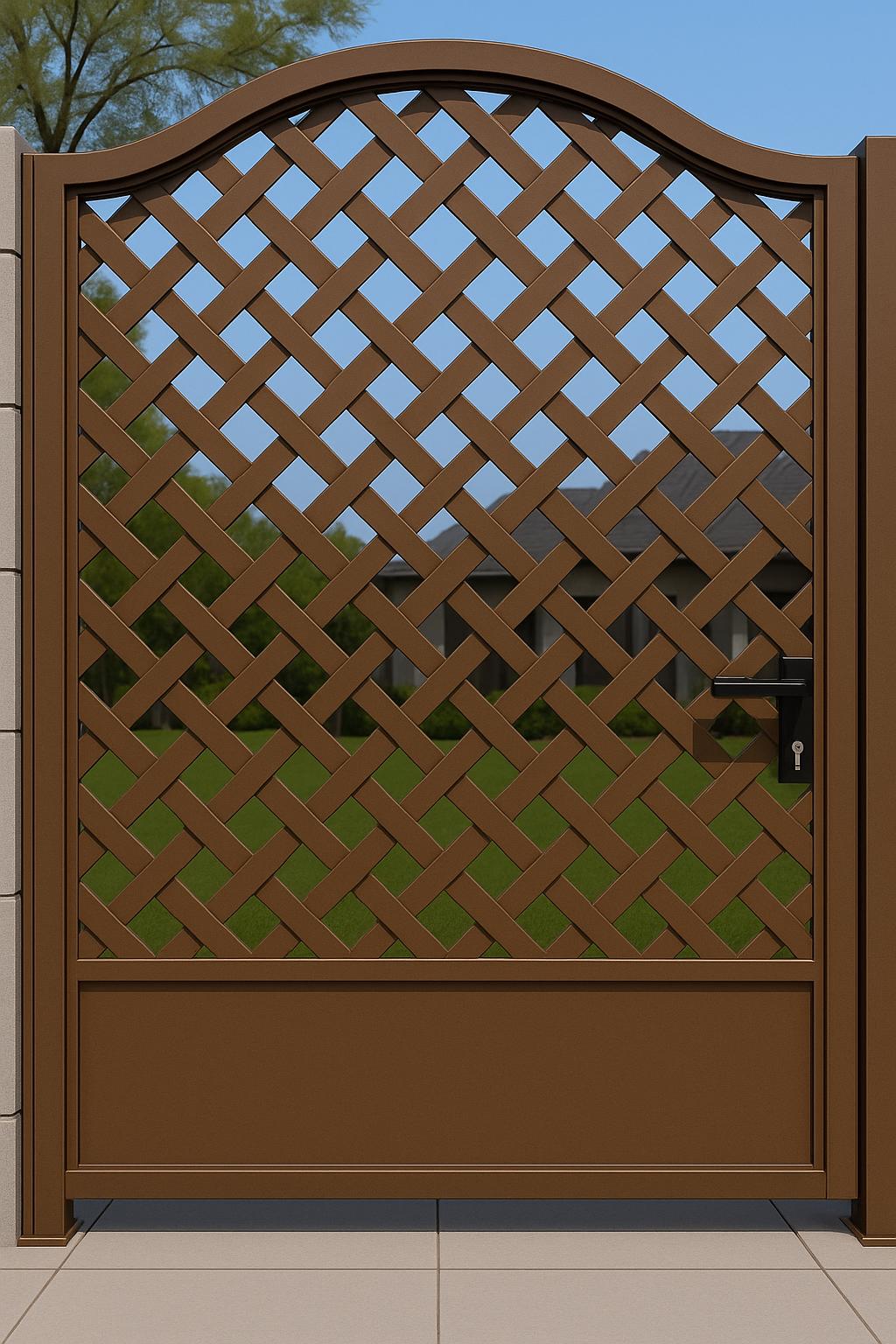 Arched Woven Steel Privacy Gate | Modern Iron Entry Door