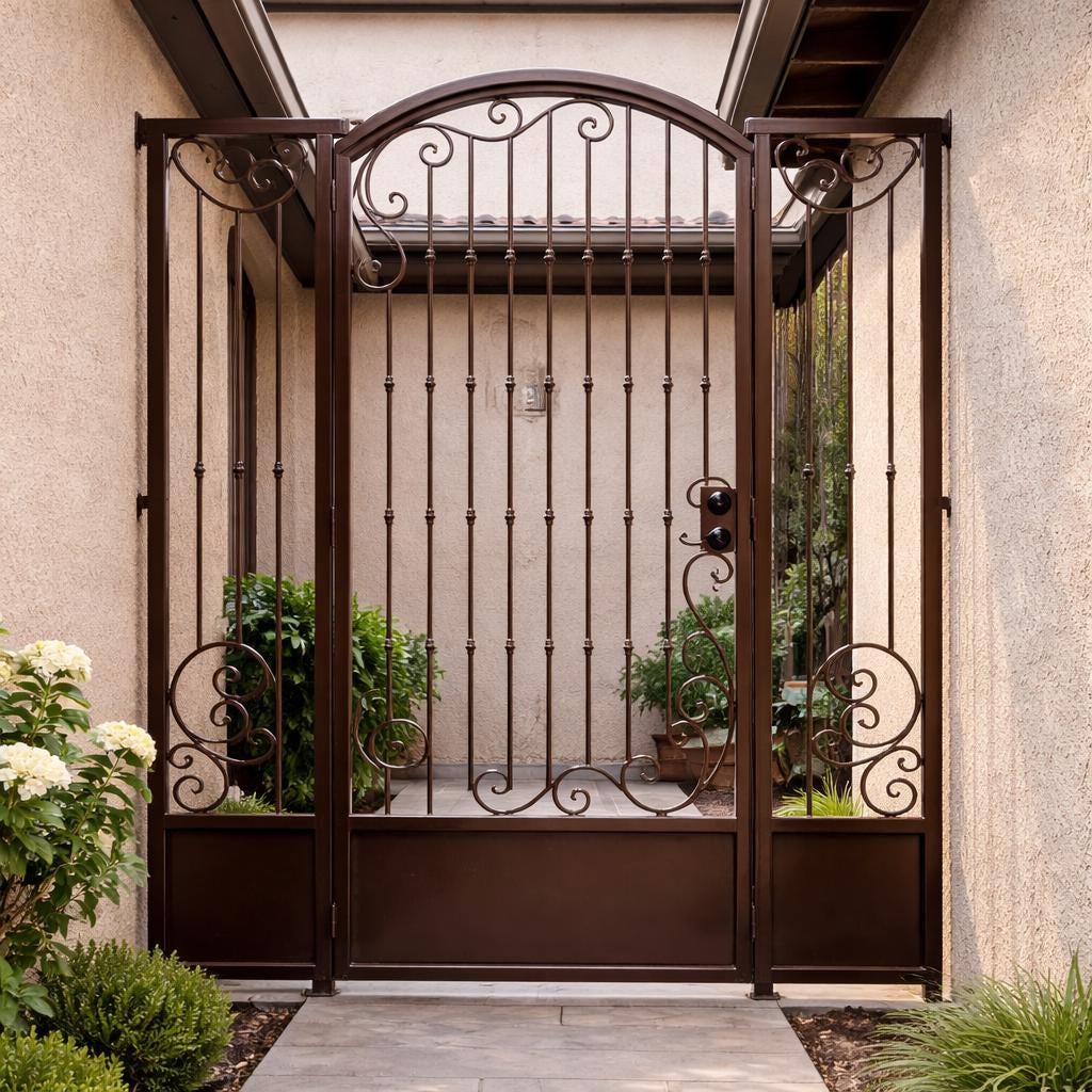 Ardenton Scroll Iron Walkway Gate, Decorative Steel Entry Security Gate