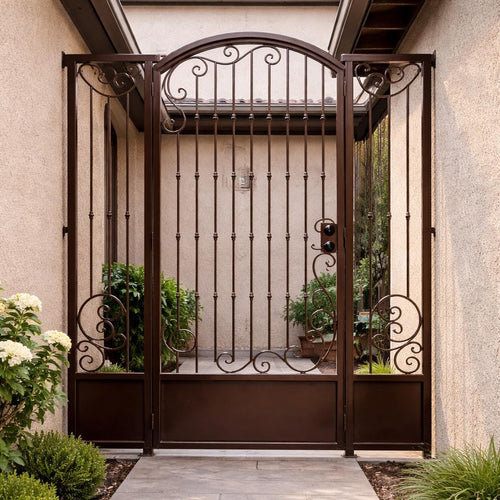 Ardenton Scroll Iron Walkway Gate, Decorative Steel Entry Security Gate