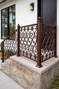 Custom Wrought Iron Porch Railing, Decorative Stair Handrail, Luxury Front Entry Rail, Outdoor Scroll Metal Railing, Landing Guardrail