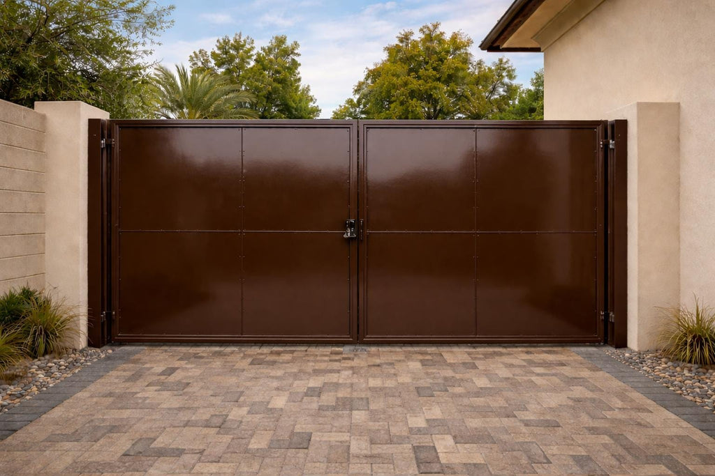 Solstice Grid Steel Driveway Gate | Custom Modern Geometric Privacy Gate