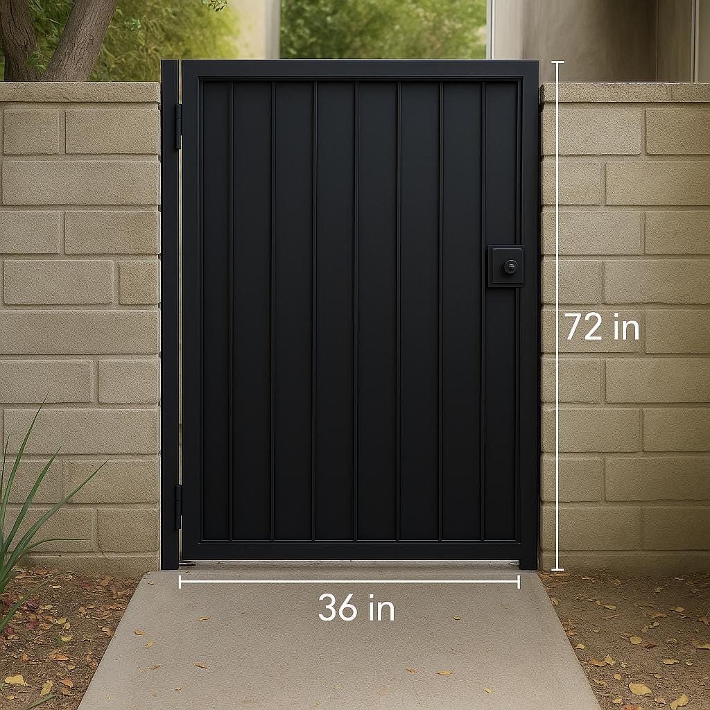 Modern Steel Privacy Gate: Custom Powder Coated Metal Entry