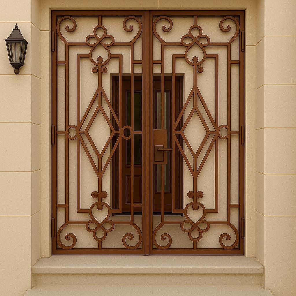 Wrought Iron Double Entry Security Door - Custom Exterior Gate