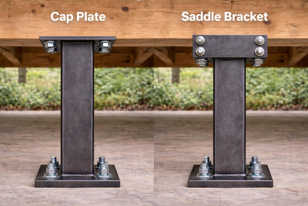 Custom 4x4 Steel Column | Welded Steel Post | Structural Support | Cap Plate or Saddle