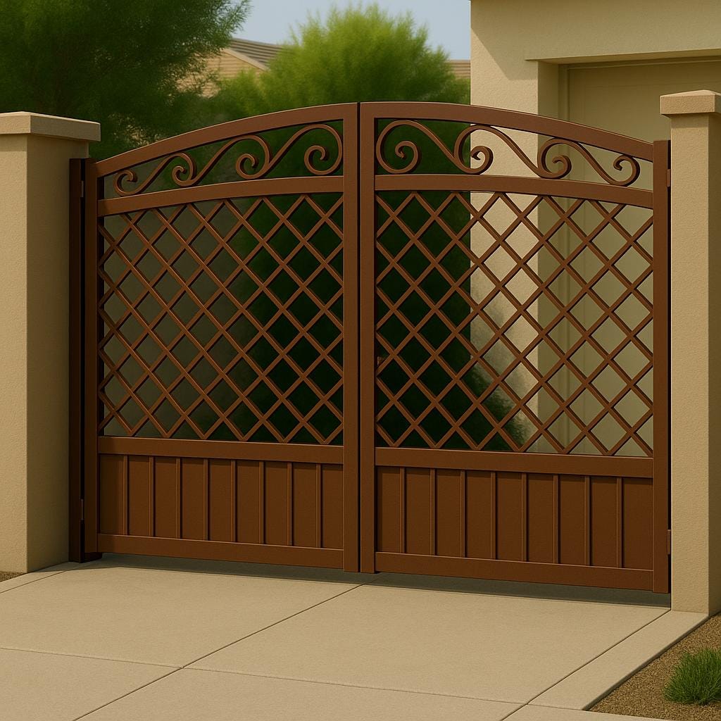 Scroll Driveway Gate | Lattice Double Swing Steel Entrance
