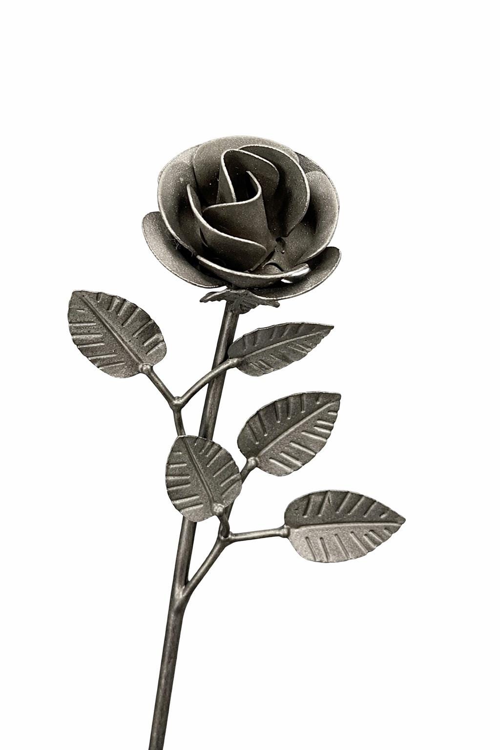 Steel Rose Sculpture – Handmade Metal Flower Decor, Romantic Eternal Rose Gift
