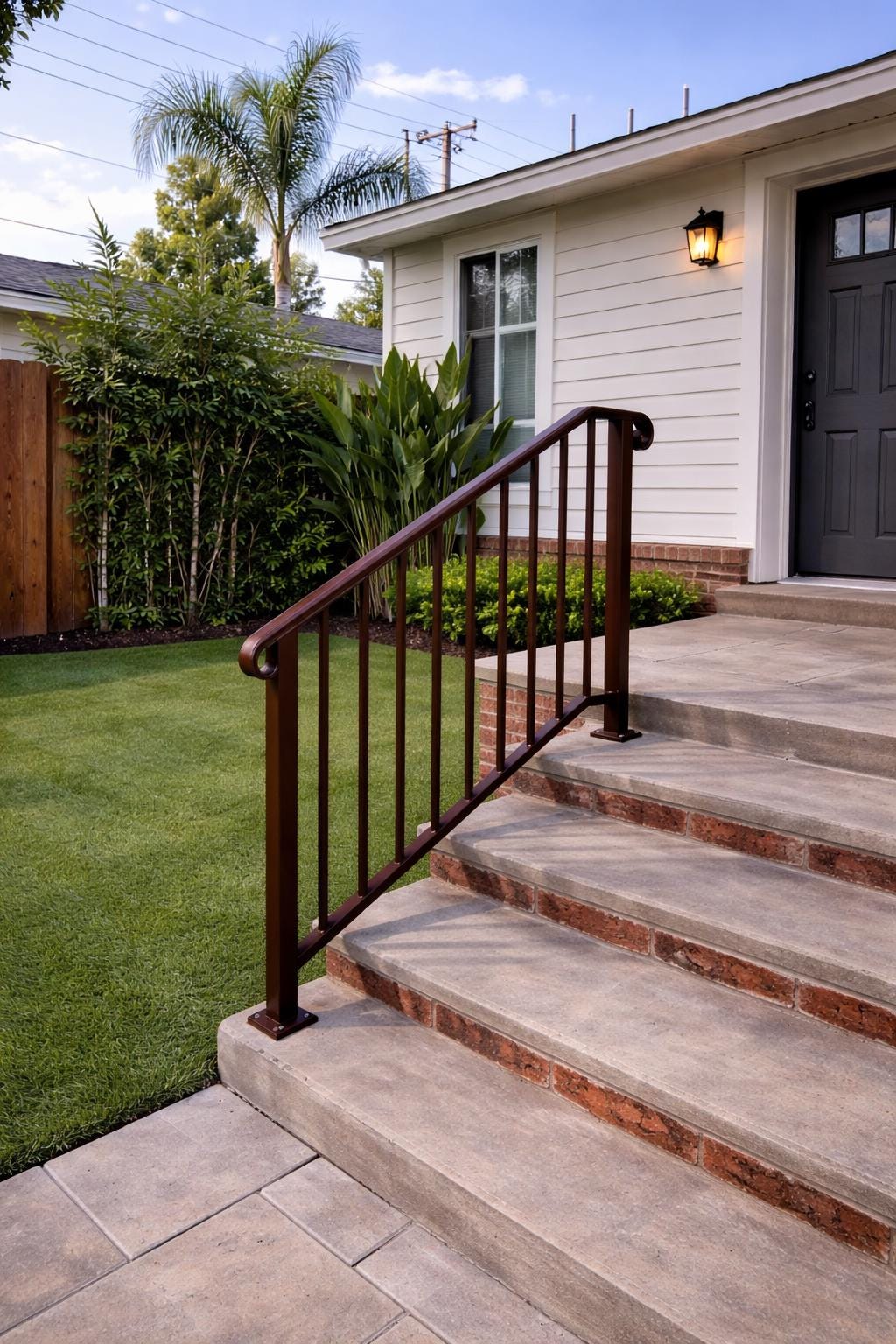 Heritage Classic Stair Handrail, Custom Wrought Iron Railing, Porch Step Rail, Metal Entry Handrail, Outdoor Stair Railing