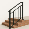 Modern Metal Stair Railing - Welded Steel Handrail, Wall Mounted 3-Step Stairway Rail
