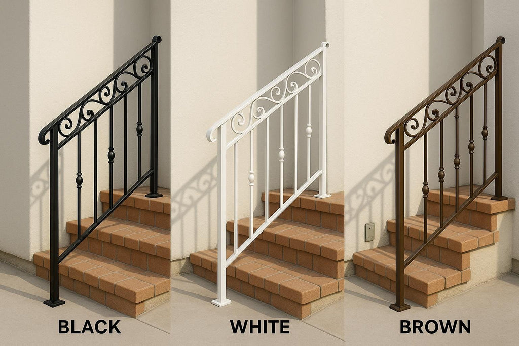 Wrought Iron Stair Railing: Decorative Steel Handrail with Scrolls