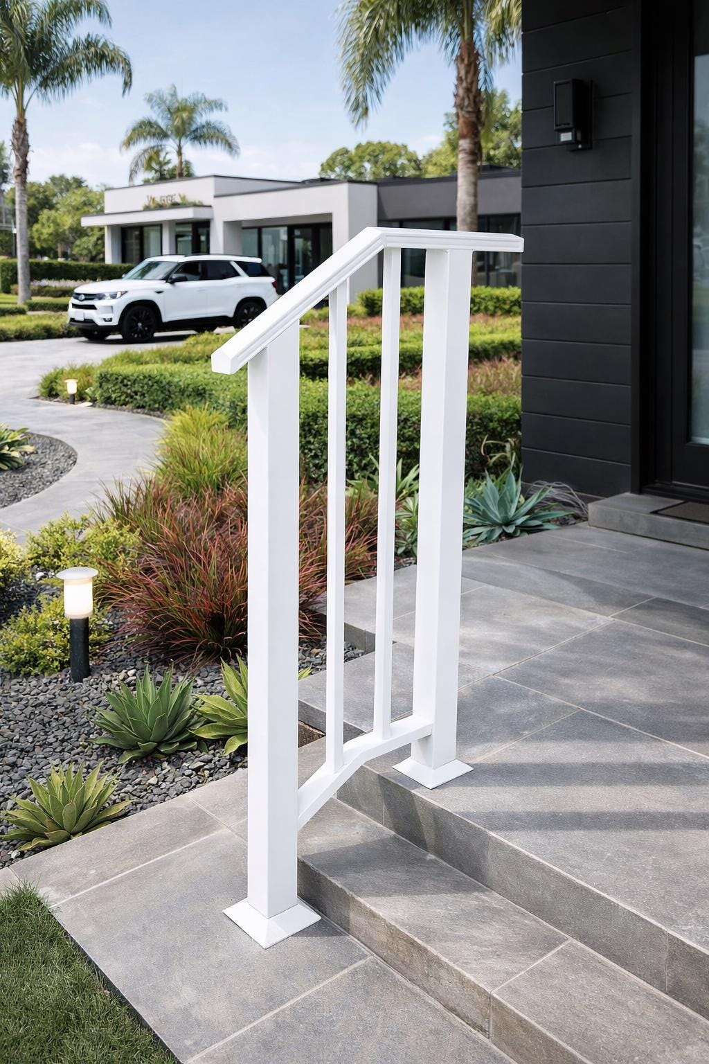 Horizon Modern Stair Handrail, Custom Metal Step Rail, Minimalist Wrought Iron Railing, Porch Entry Handrail, Outdoor Stair Railing