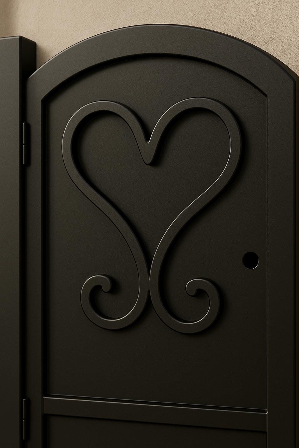 Heart Scroll Wrought Iron Garden Gate - Arched Metal Entryway 36x84