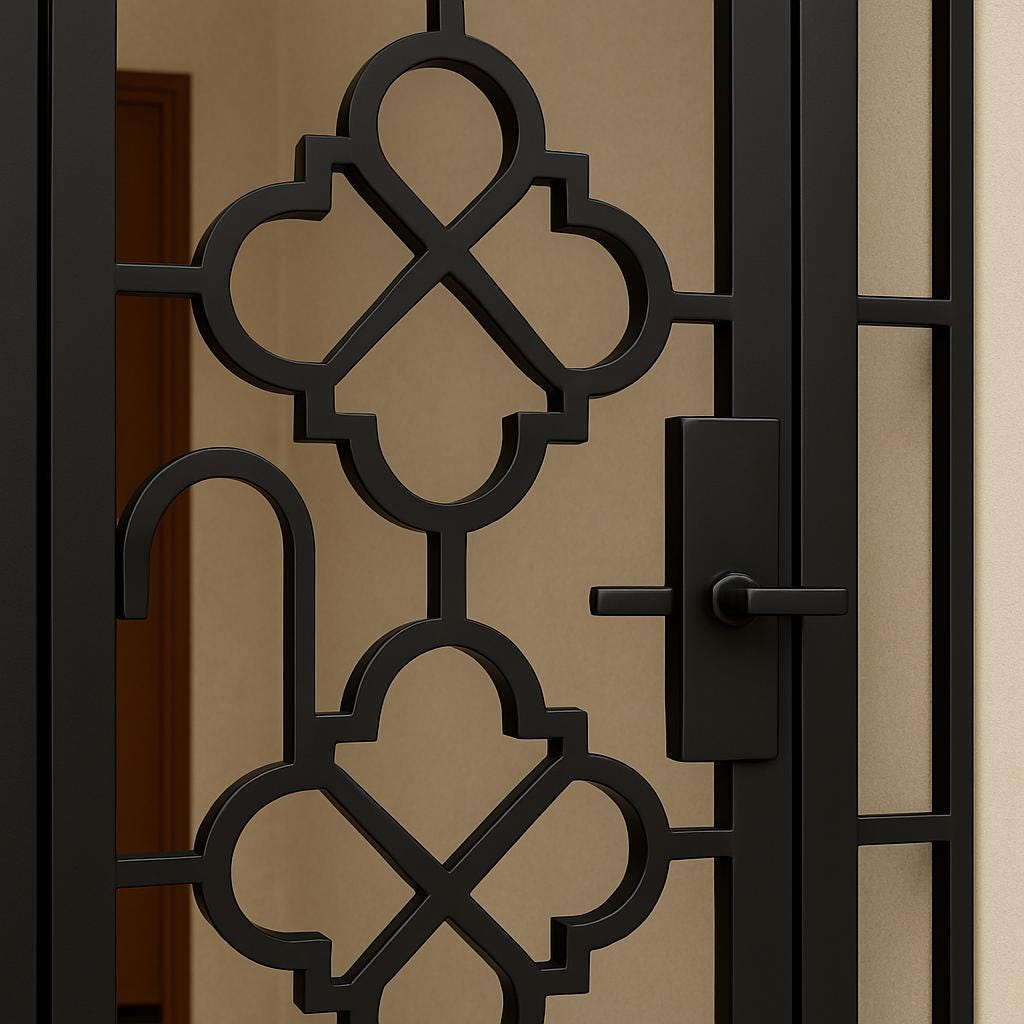 Custom Wrought Iron Double Security Door: Handmade Modern Steel Entry Gate