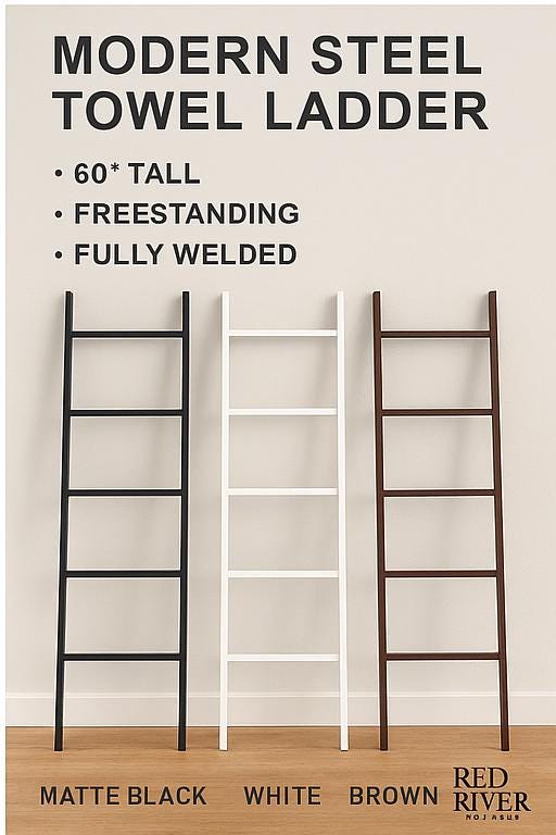 Modern Steel Towel Ladder: Freestanding Blanket Rack - Matte Black, White, Brown