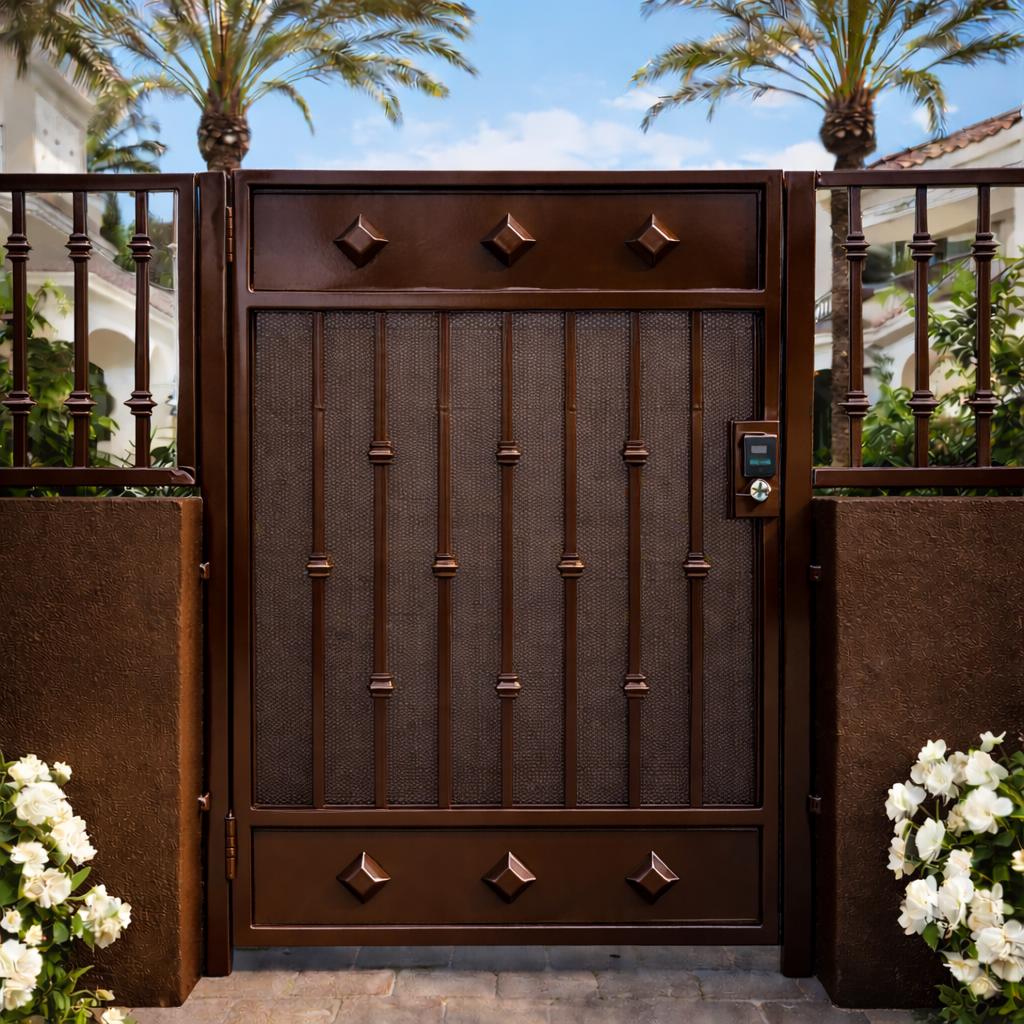 Steel Security Garden Gate – Modern Iron Entry Gate, Decorative Courtyard Gate, Front Yard Entry Gate