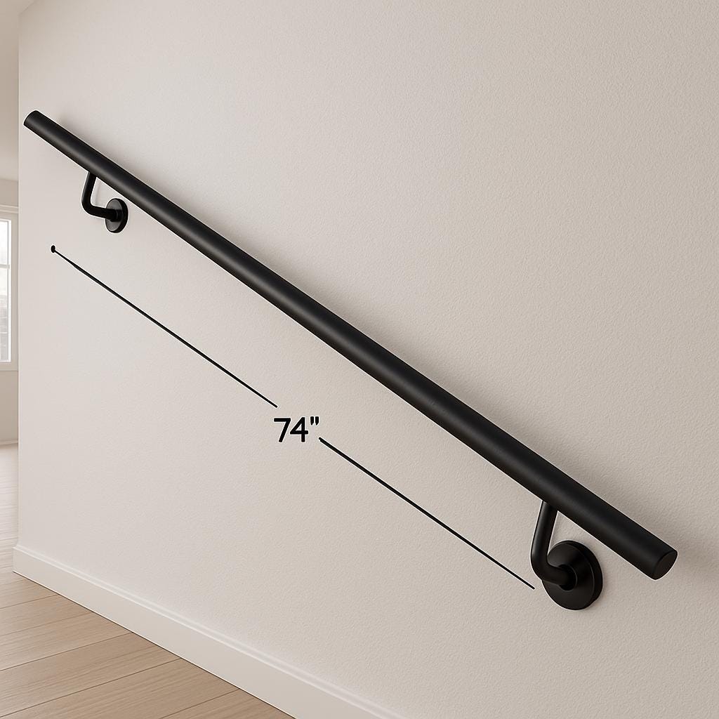 Modern Black Steel Wall Handrail: ADA Compliant Safety Grab Bar
