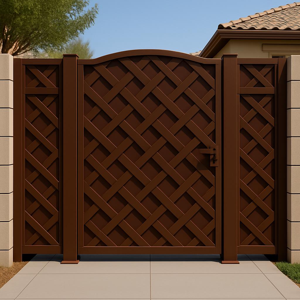 Modern Woven Panel Steel Gate | Privacy Entry Door
