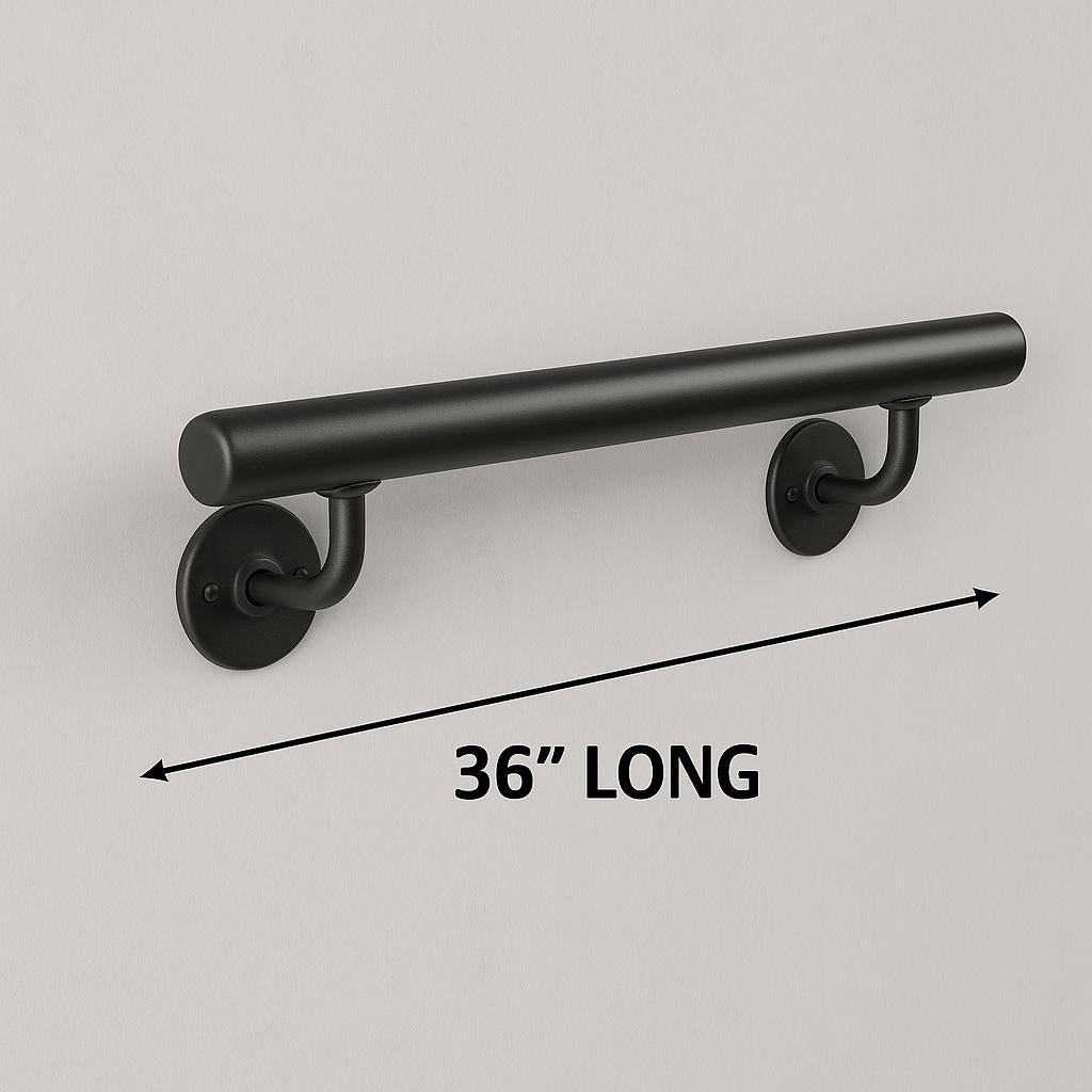 Modern Black Steel Wall Handrail: ADA Compliant Safety Grab Bar