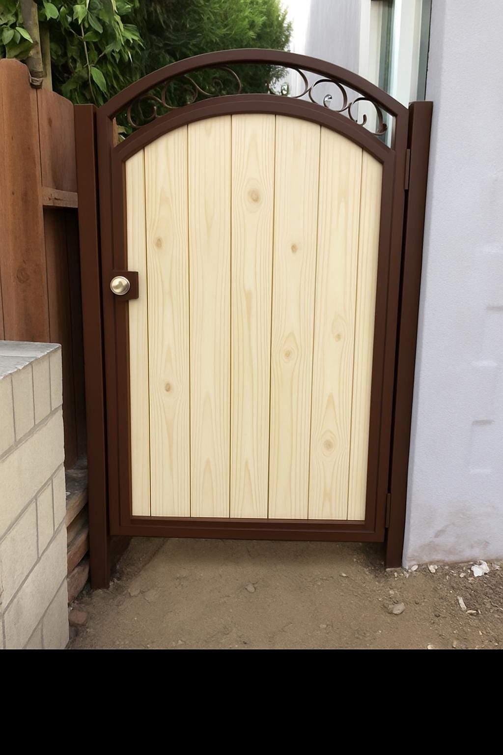 Ray Custom Wooden Exterior Door with Steel Frame – Modern Entry Gate, Powder Coated Metal Handmade Wood Door, Contemporary Front Door