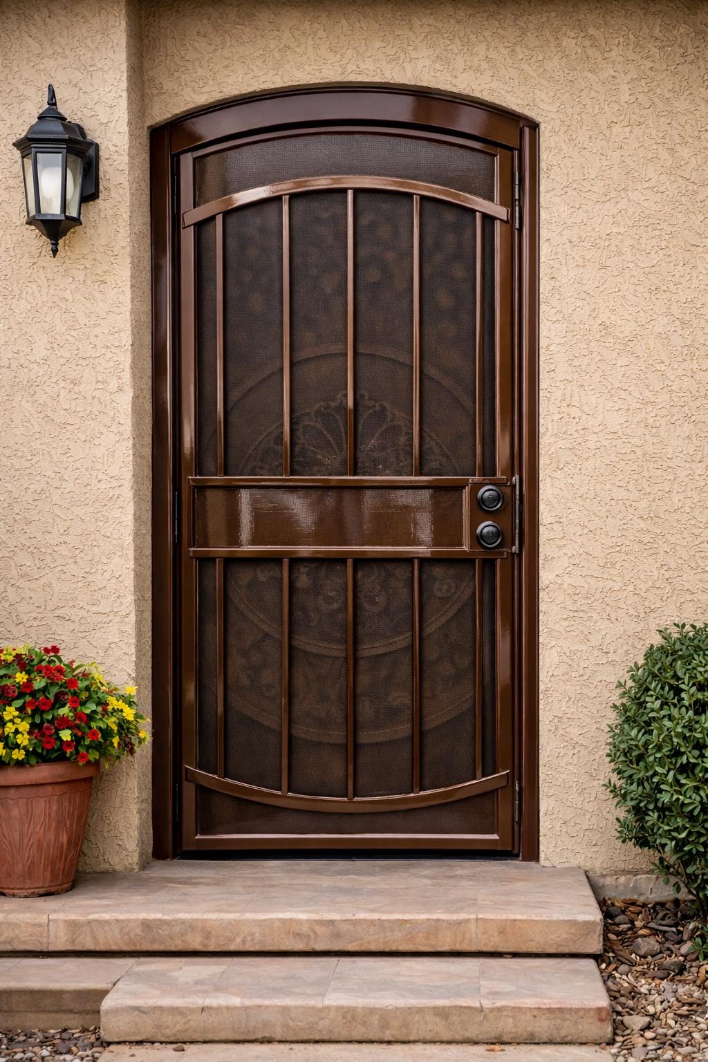 Custom Arched Steel Security Door | Wrought Iron Screen, Heavy Duty