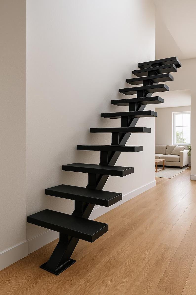 Custom Structural Mono-Stringer Staircase – Modern Floating Steps (Engineered to Code)