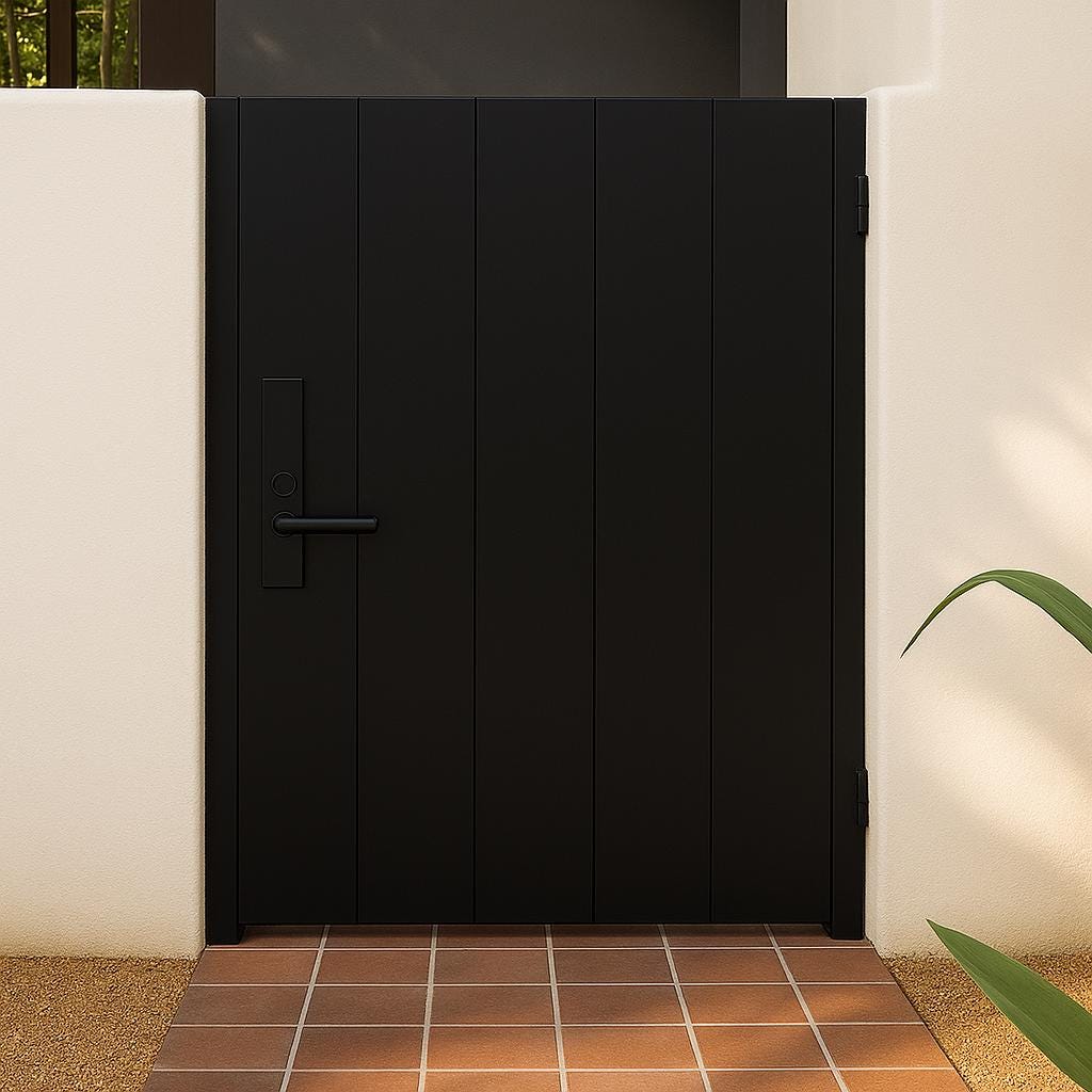Modern Matte Steel Privacy Gate | Black Outdoor Entrance