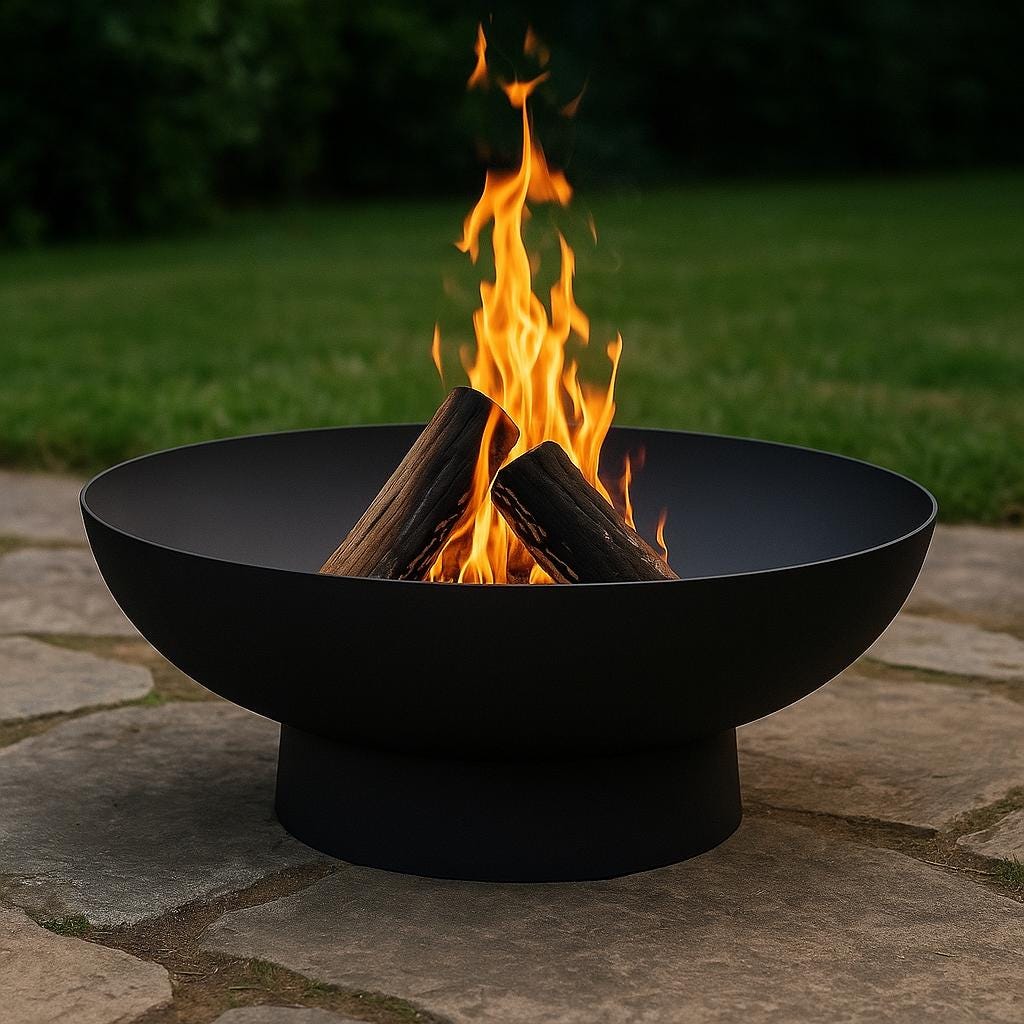 Modern Heavy-Duty Steel Fire Pit Bowl – Round Outdoor Fire Pit – Powder-Coated Steel – 24” 30” 36” Sizes