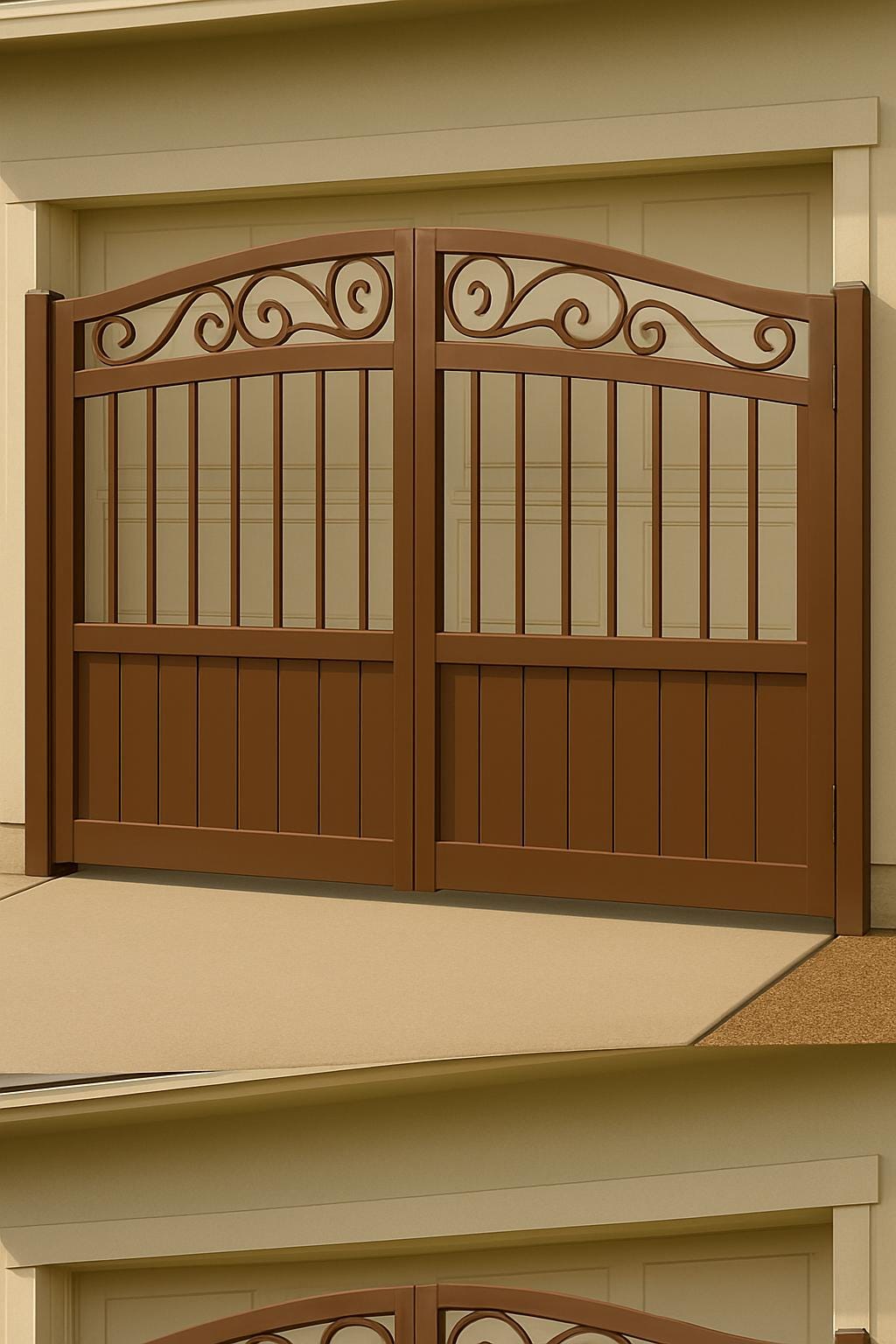 Custom Modern Driveway Gate with Scroll Design • Steel Double Swing Entry Gate • Premium Ornamental Iron Gate • Made-to-Order Security Gate