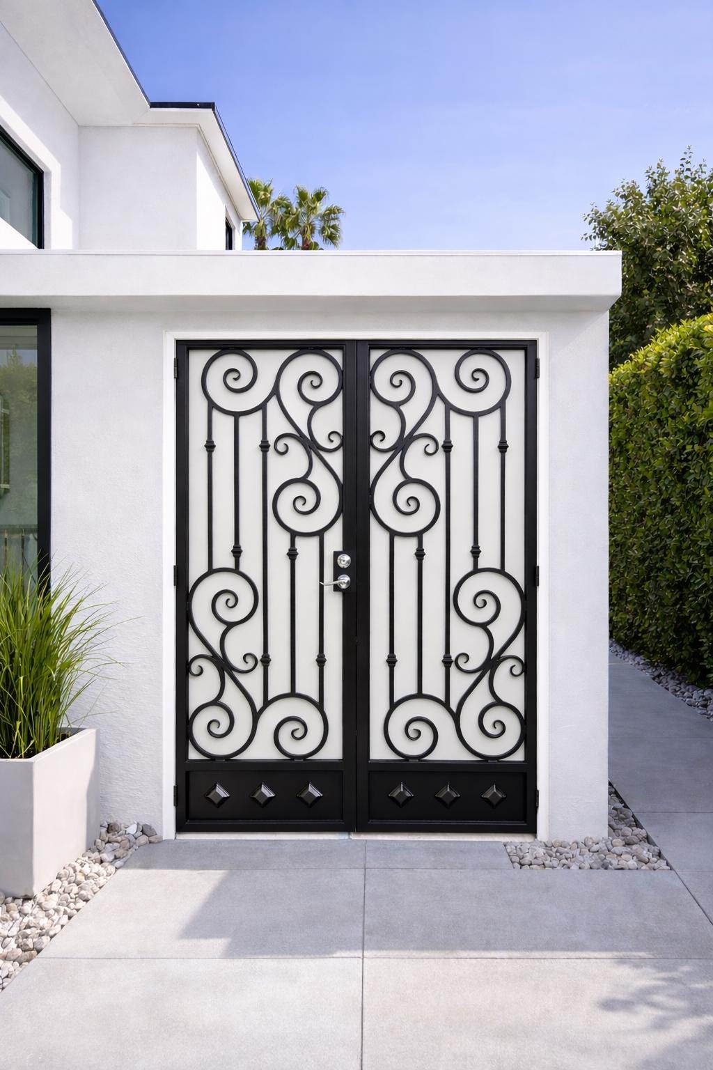 Decorative Double Iron Entry Door: Luxury Wrought Iron Security Gate