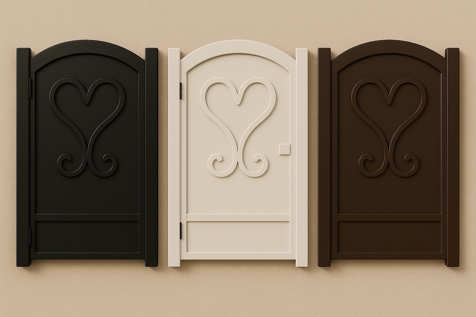Heart Scroll Wrought Iron Garden Gate - Arched Metal Entryway 36x84