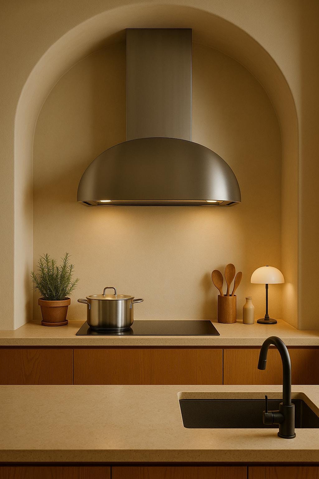 Handmade Modern Steel Range Hood | Matte Black, Brushed Stainless