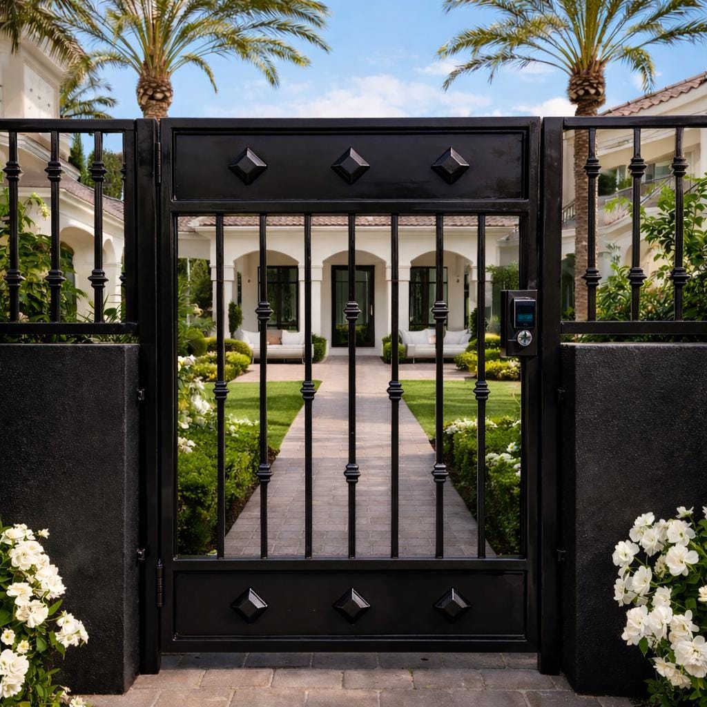 Steel Security Gate Door – Modern Iron Entry Gate & Decorative Metal Garden Gate, Custom Outdoor Front Yard Gate