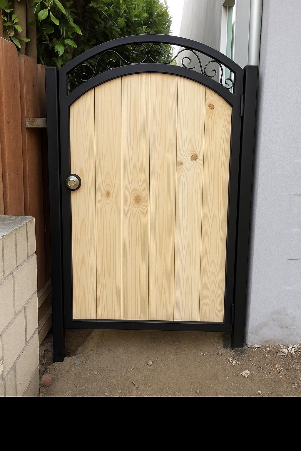 Ray Custom Wooden Exterior Door with Steel Frame – Modern Entry Gate, Powder Coated Metal Handmade Wood Door, Contemporary Front Door