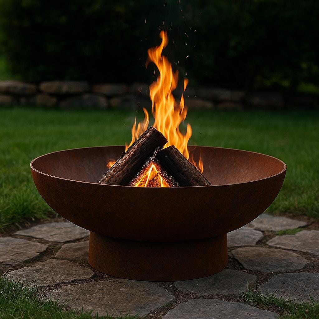 Modern Heavy-Duty Steel Fire Pit Bowl – Round Outdoor Fire Pit – Powder-Coated Steel – 24” 30” 36” Sizes