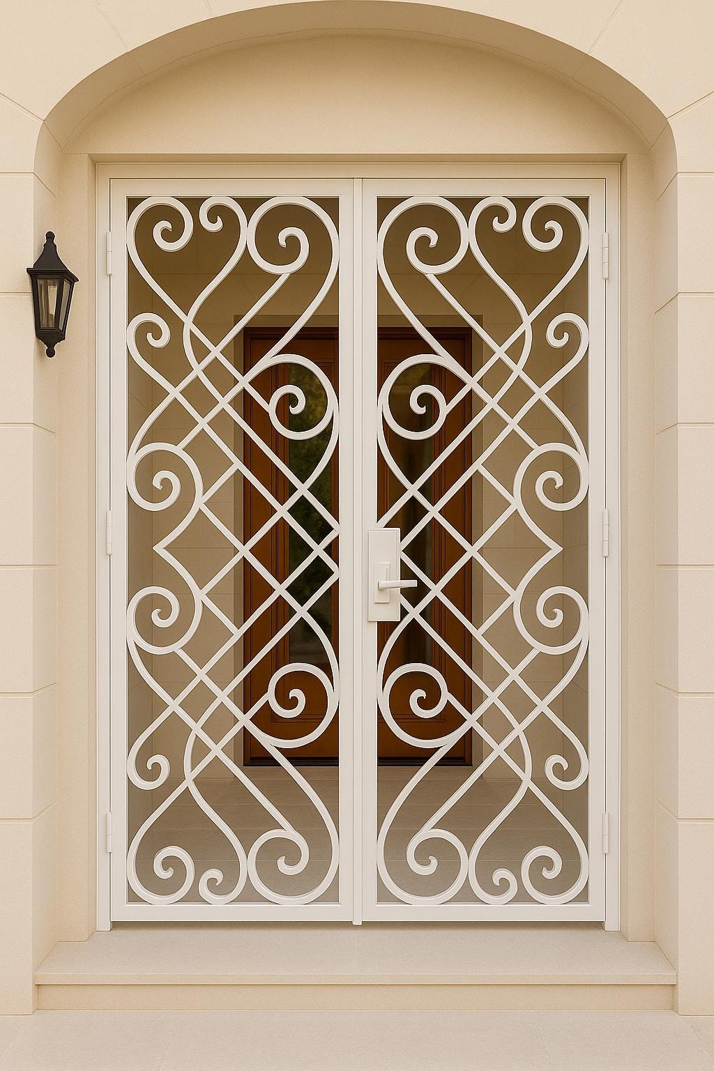 Elegant Wrought Iron Double Security Door | Decorative Scrollwork Entry Gate | Custom Exterior Door