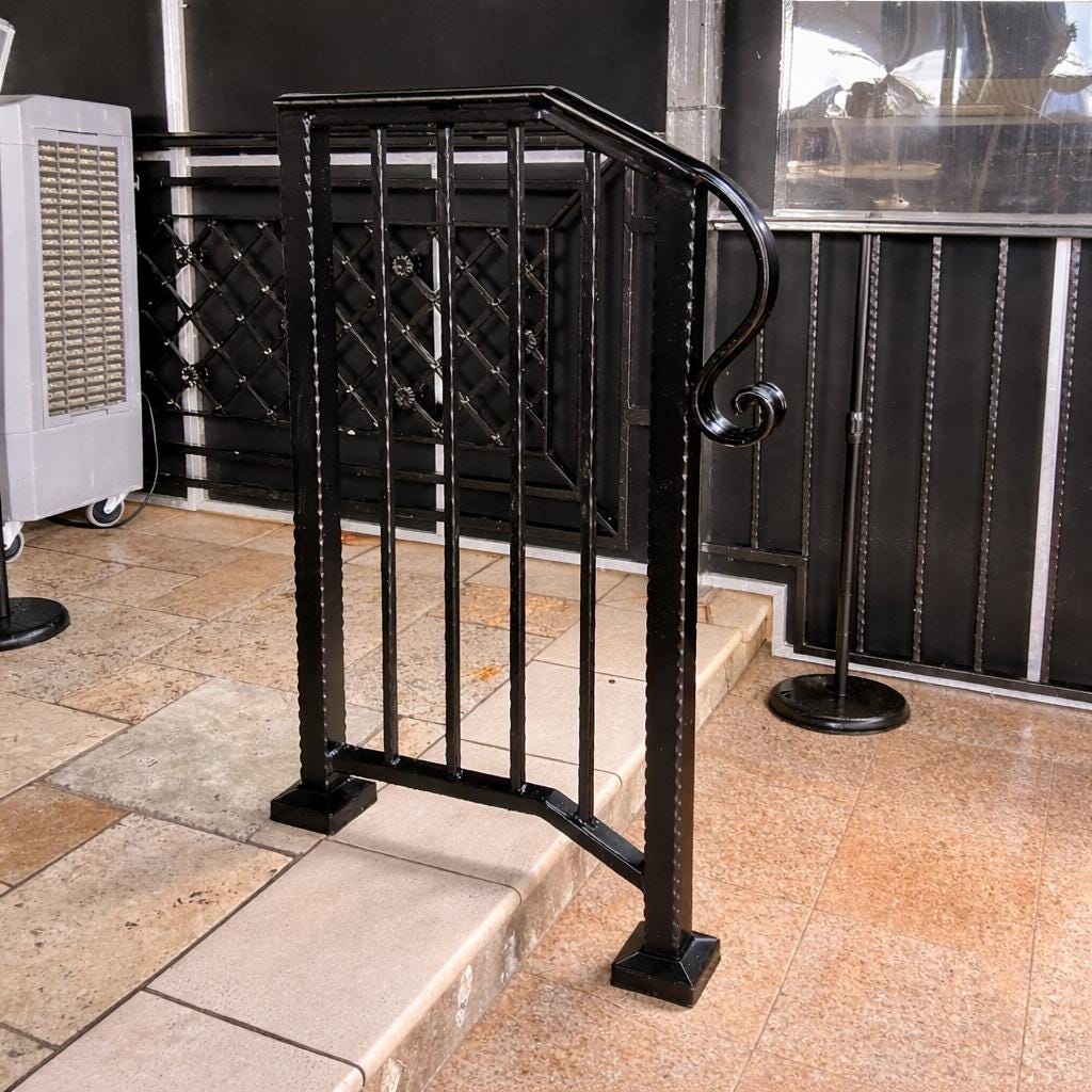 Custom Wrought Iron Stair Handrail – Modern Steel Step Railing, Indoor/Outdoor, Made to Measure