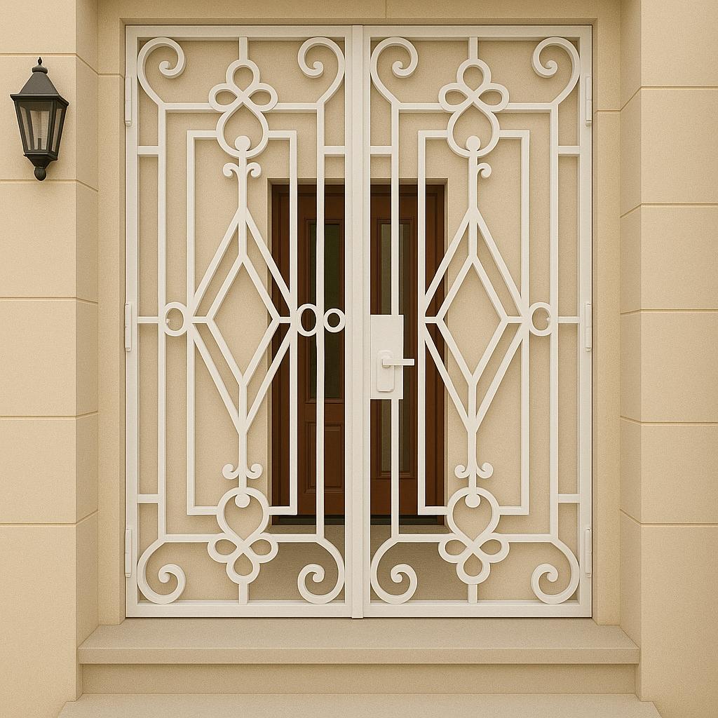 Wrought Iron Double Entry Security Door - Custom Exterior Gate