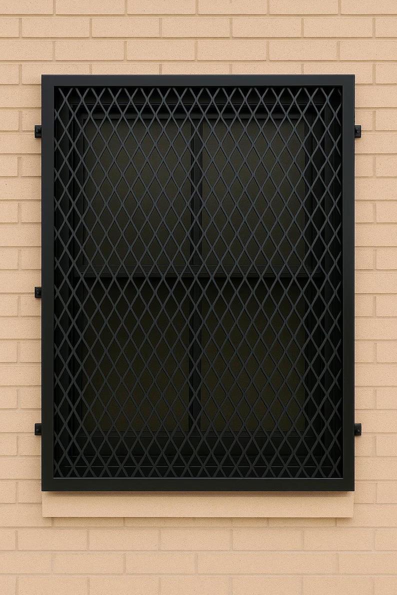 Steel Security Window Guard – Expanded Metal Grille, Powder Coated Black