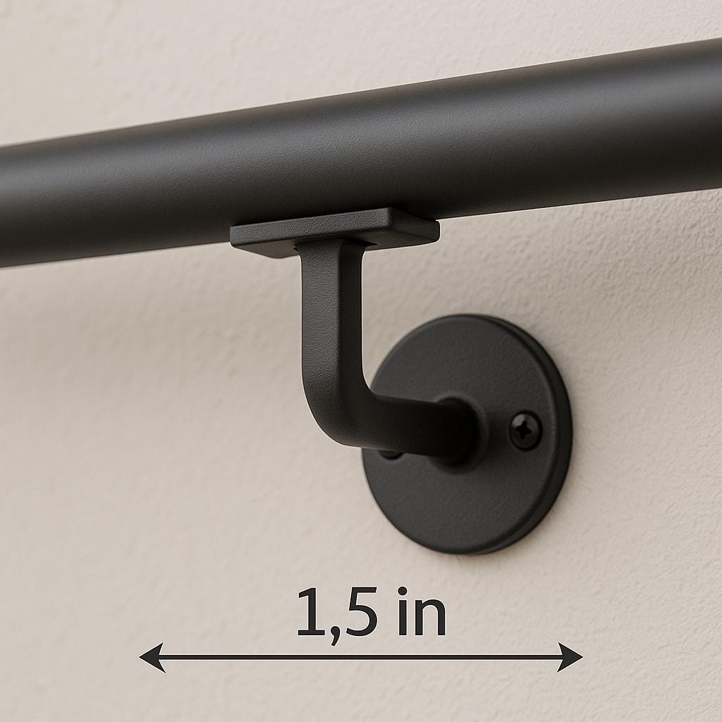 Modern Black Steel Wall Handrail: ADA Compliant Safety Grab Bar